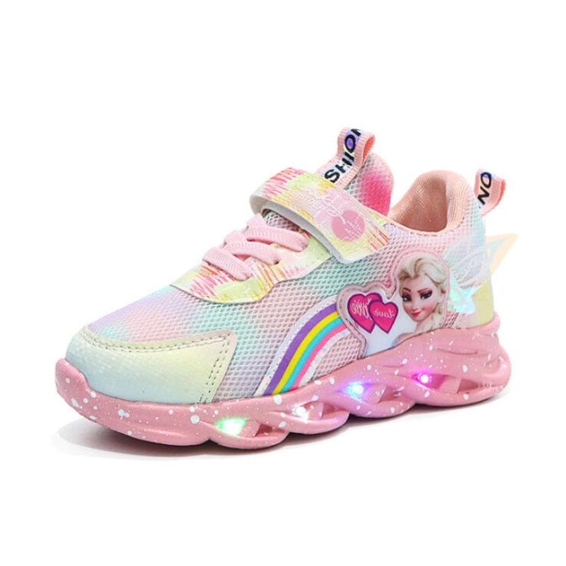 Verlichte Kindersneakers met LED-verlichting en Glitterafwerking in Roze en Paars | Sansoti