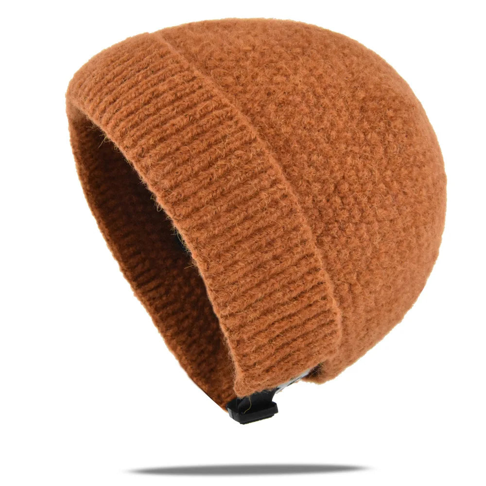 Gestrickte Mütze Winterhut aus Baumwolle, lässige Beanie, Kappenmütze im Hip-Hop-Stil, Outdoor-Unisex-Warmkopfbedeckung | Sansoti