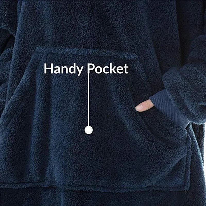 Draagbare Fleece Deken met Capuchon Dubbelzijdig Oversized Lounge Plaid Zachte Huisdeken voor Thuiscomfort | Sansoti