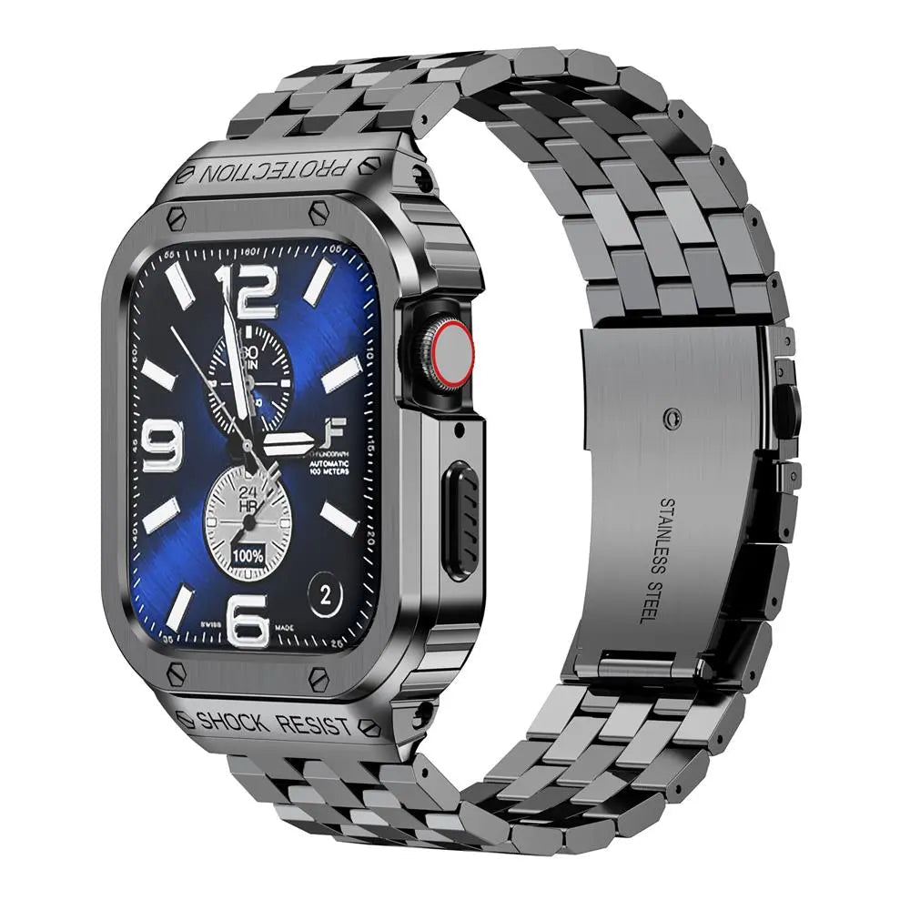 Stainless Steel Link Strap with Protective Case for Smartwatch 49mm Ultra Model Adjustable Wristband Accessory | Sansoti