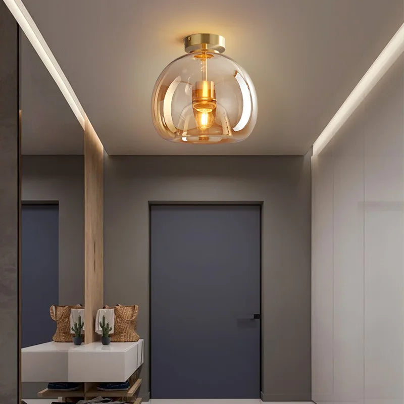 Moderne LED plafondlamp van glas – design plafondverlichting met E27 fitting voor woonkamer, slaapkamer en keuken | Sansoti