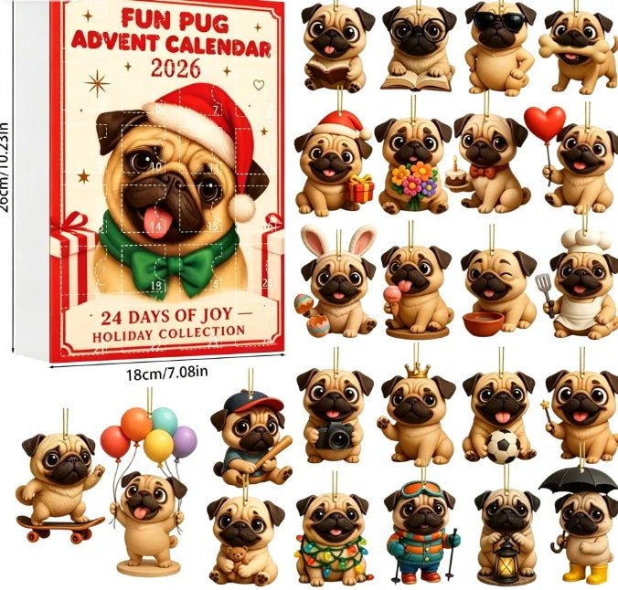 Adventskalender Honden Ornamenten 24 stuks Acryl Kerstdecoratie Hondenliefhebbers Kerstboom Feestdagen | Sansoti