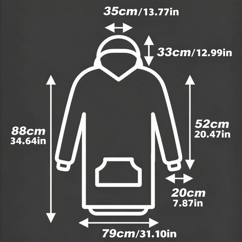 Wendbare Kapuzendecke aus Fleece, tragbar, mit Tasche, Oversized-Hausanzug, Loungewear, bequeme Hauskleidung | Sansoti
