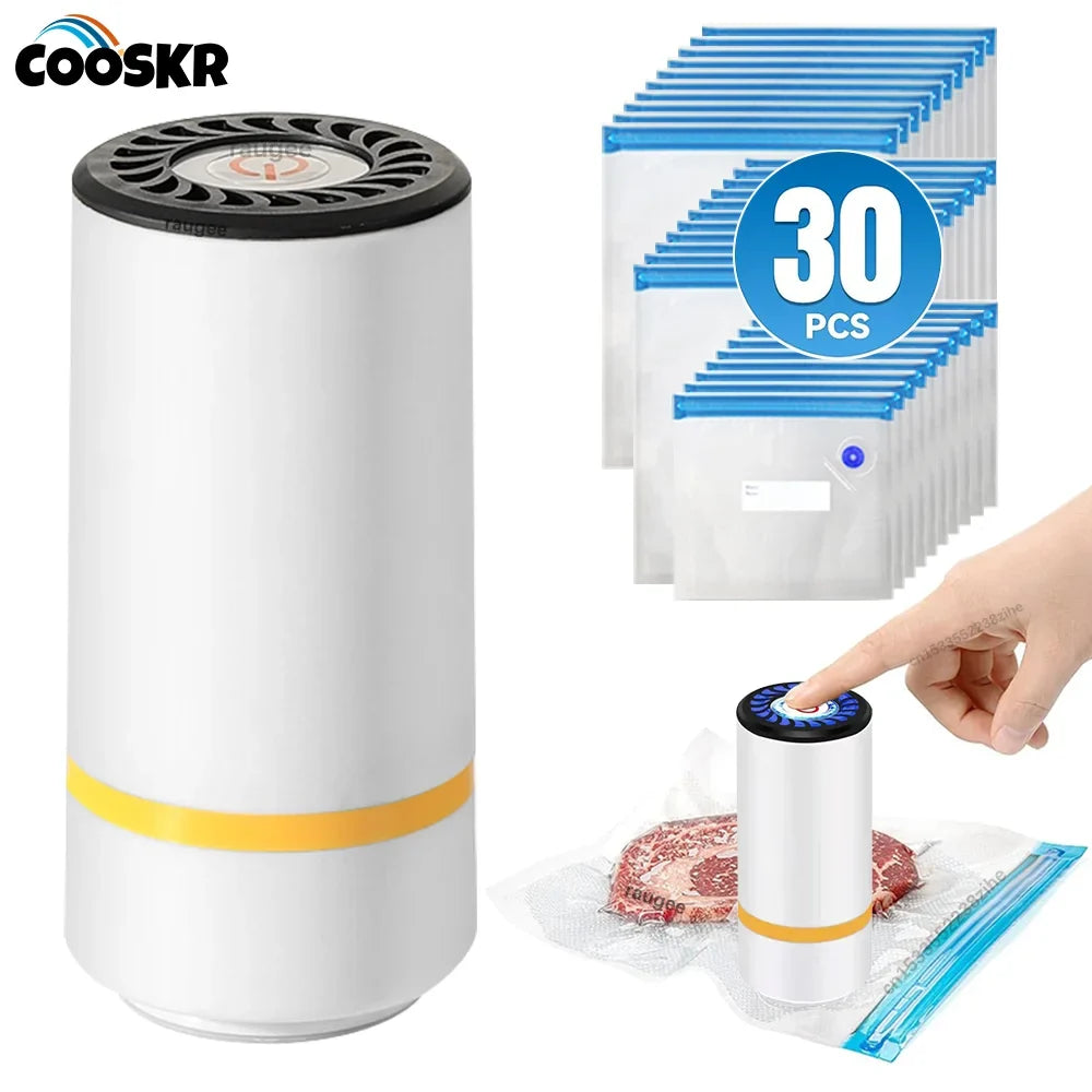Pompe à vide rechargeable pour la conservation des aliments avec sacs réutilisables - système de conservation sous vide pour la cuisine | Sansoti