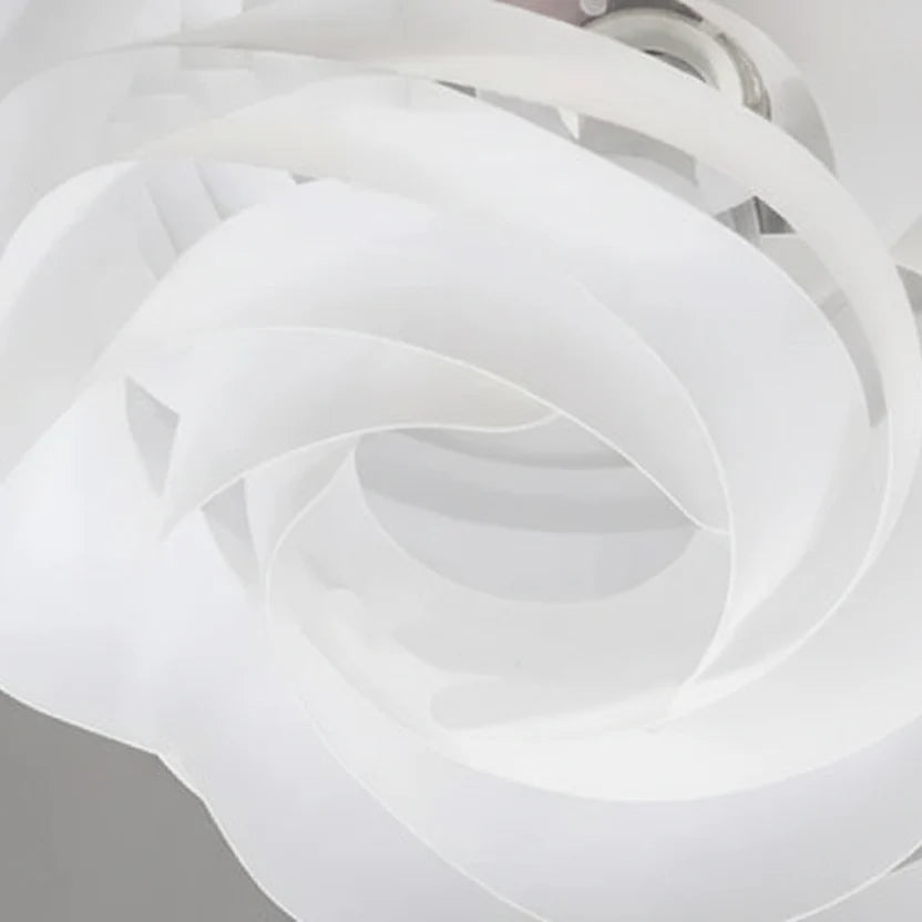 Suspension Lotus superposé Ø33-43cm PVC Métal Blanc Sculpture Couronne lumineuse Design nordique Salon Coin repas | Sansoti