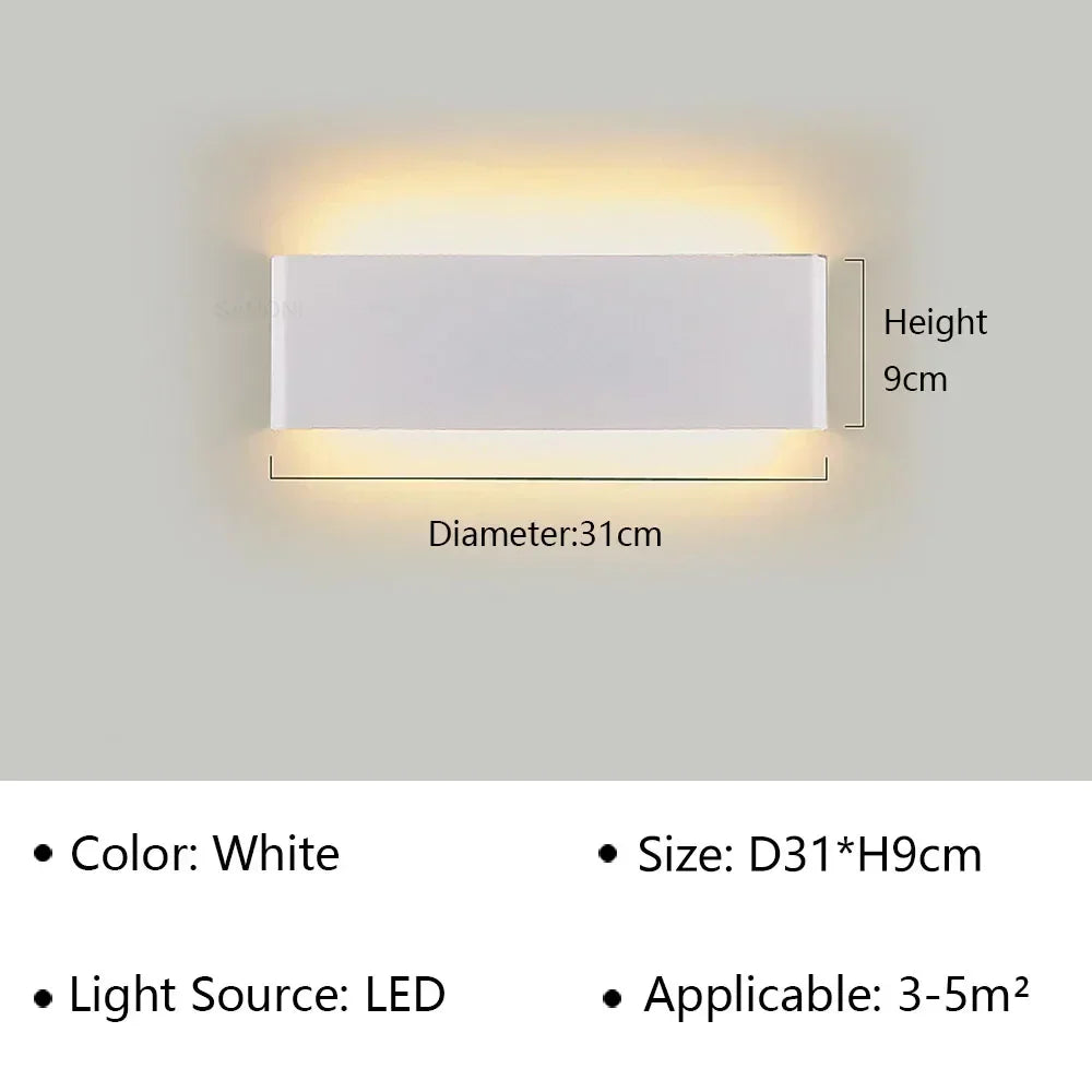 LED Wandlamp Modern Aluminium Acryl 30cm Warm Wit Zwart Goud Slaapkamer Hal Badkamer Minimalistisch Design | Sansoti