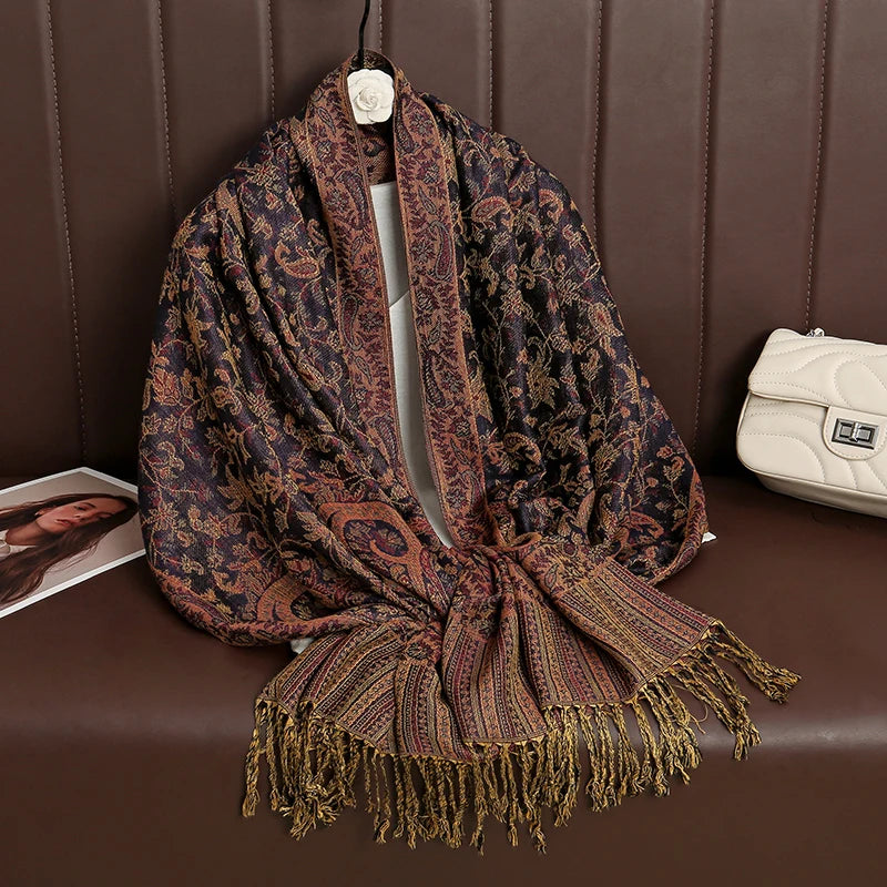 Pashmina Wrap Cashmere-look Women's 70x190cm Soft Winter Scarf Four Seasons Warm Foulard Elegant Scarf | Sansoti