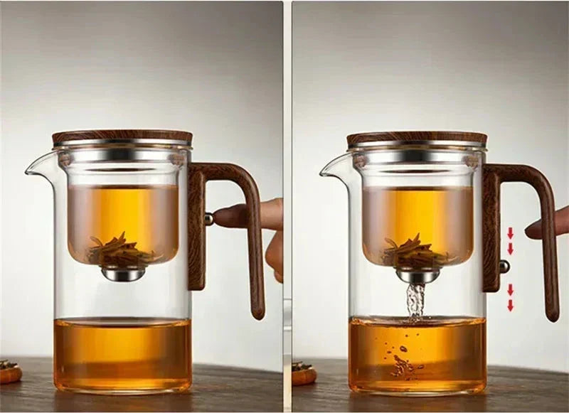 Glasteekanne mit magnetischem Filtersystem 520-720 ml Hitzebeständig Transparent für losen Tee und die Teezubereitung | Sansoti