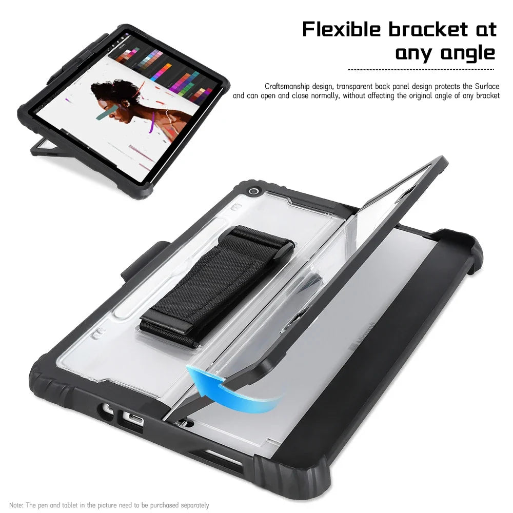 Protective Case for Surface Pro & Go – Shock-Resistant Tablet Case with Adjustable Shoulder Strap and Storage Compartments | Sansoti