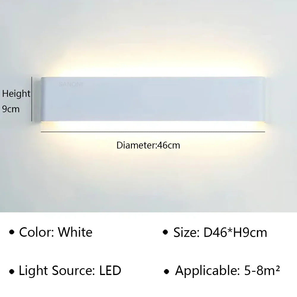 LED Wandlamp Modern Aluminium Acryl 30cm Warm Wit Zwart Goud Slaapkamer Hal Badkamer Minimalistisch Design | Sansoti