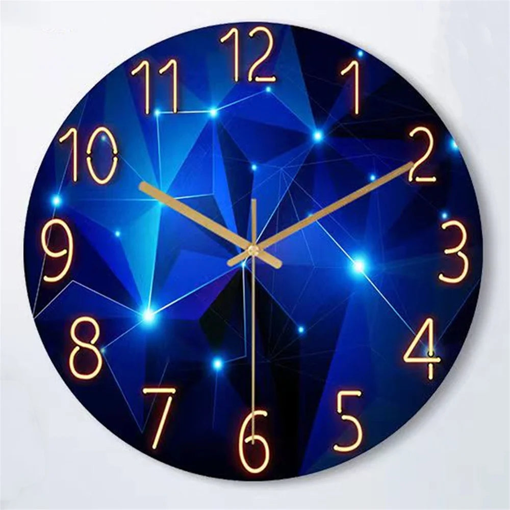 Glas-Wanduhr 30cm Dunkelblau Geometrisch Gehärtetes Glas Leises Quarz-Uhrwerk Wohnzimmer Moderne Uhr Abstraktes Interieur Geschenk | Restfield
