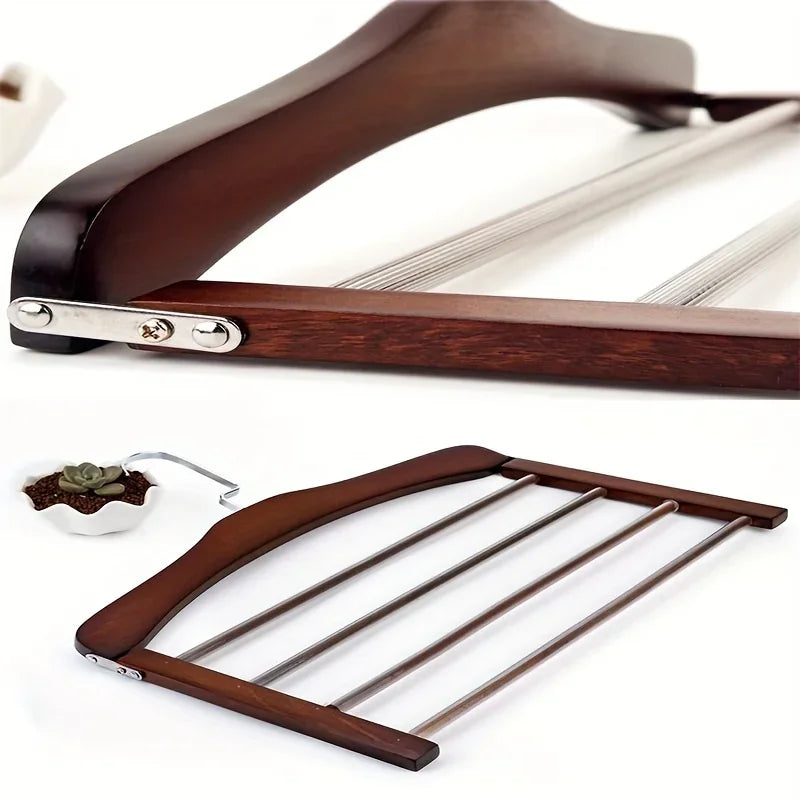 Houten Kledinghangers Walnoot & Natuurlijk Hout – Klassieke Garderobehanger met Metalen Haak – 38x38x12cm | Sansoti