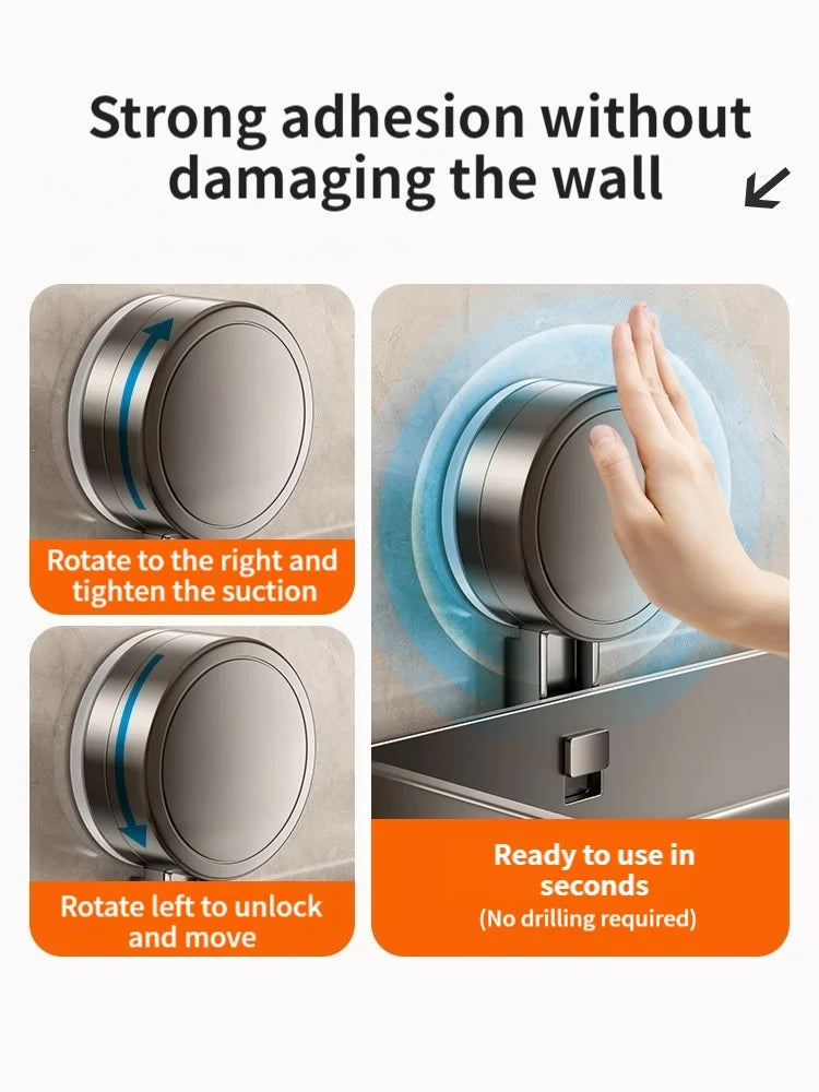Wandrek Badkamer met Zuignappen 30-50 cm – Boorvrij Aluminium Doucheplank met Zijhaken voor Handdoeken | Sansoti