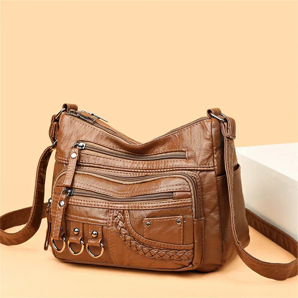 Vintage Handtas Vegan Leer Elegante Schoudertas Dames Retro Stijl Dagelijkse Tas Mode Accessoire Vrouwen | Sansoti
