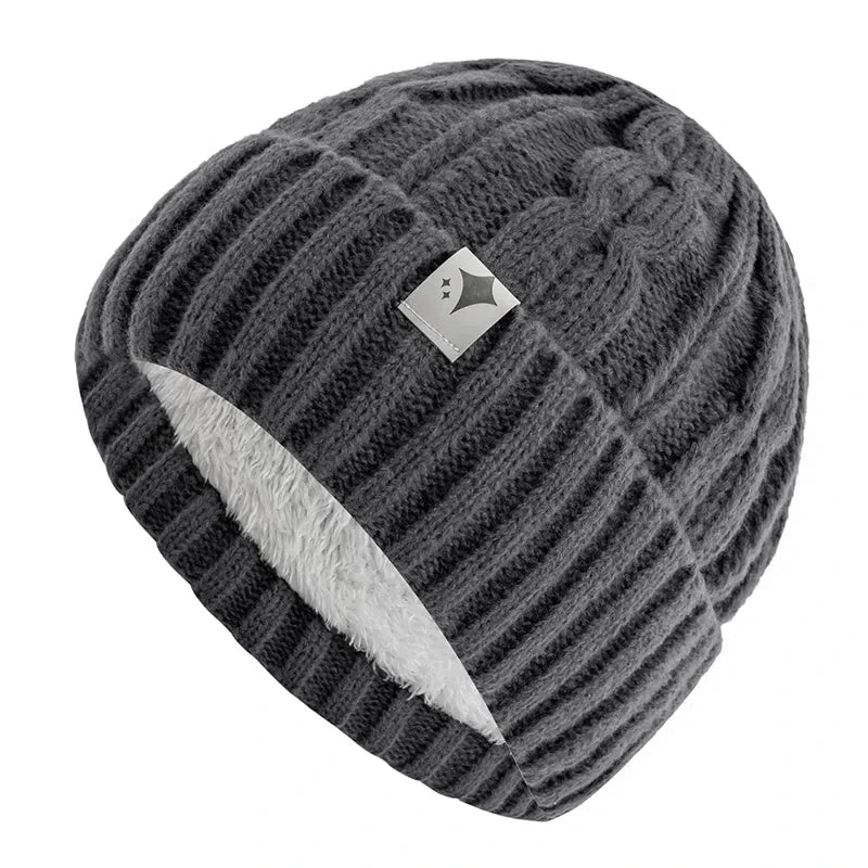 Knitted Winter Hat Unisex Soft Acrylic Beanie Star Pattern Warm Headwear 56-60cm Casual Outdoor | Sansoti