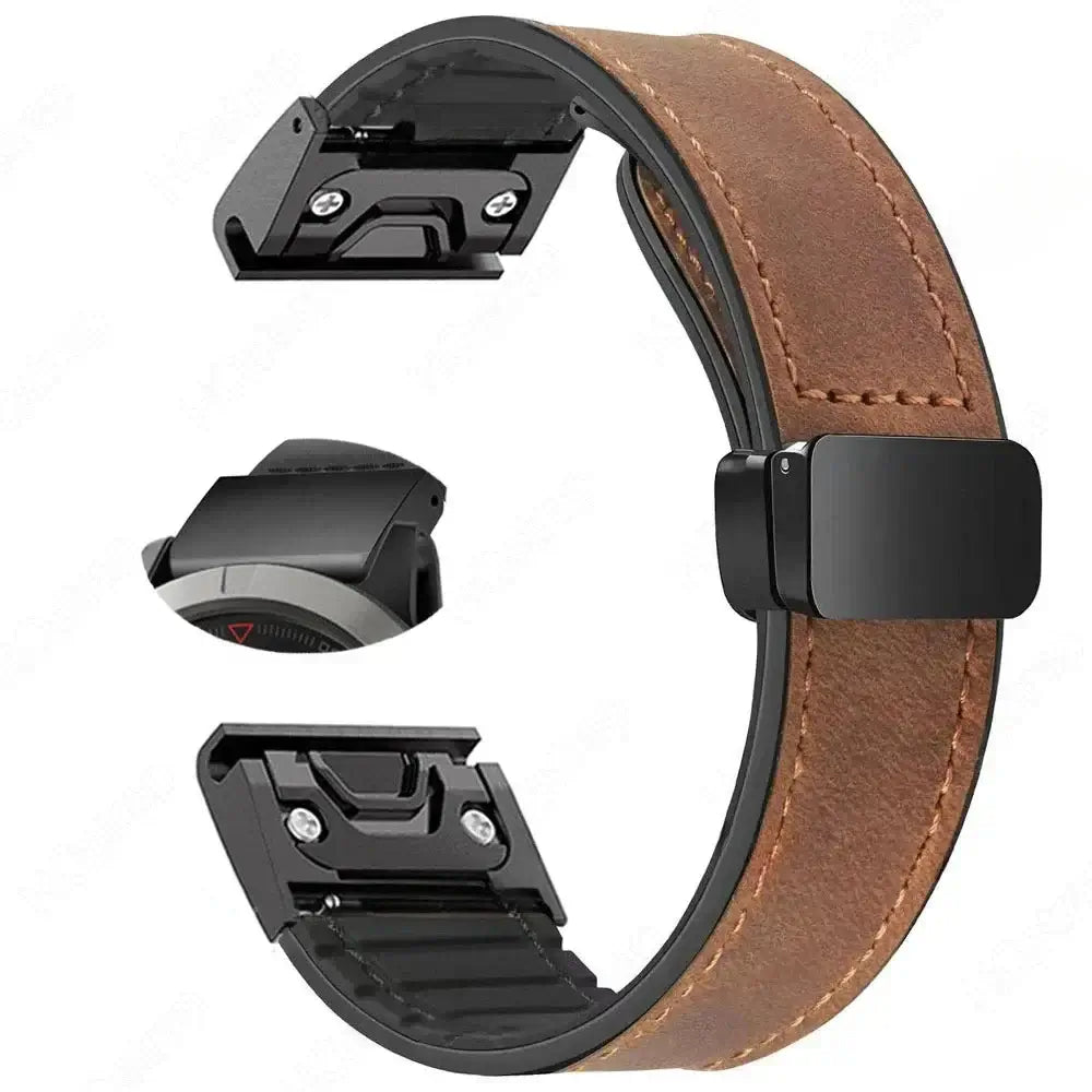 Lederarmband für Smartwatches mit magnetischem Verschluss, Schnellwechselsystem, 20 mm, 22 mm, 26 mm, universell | Sansoti