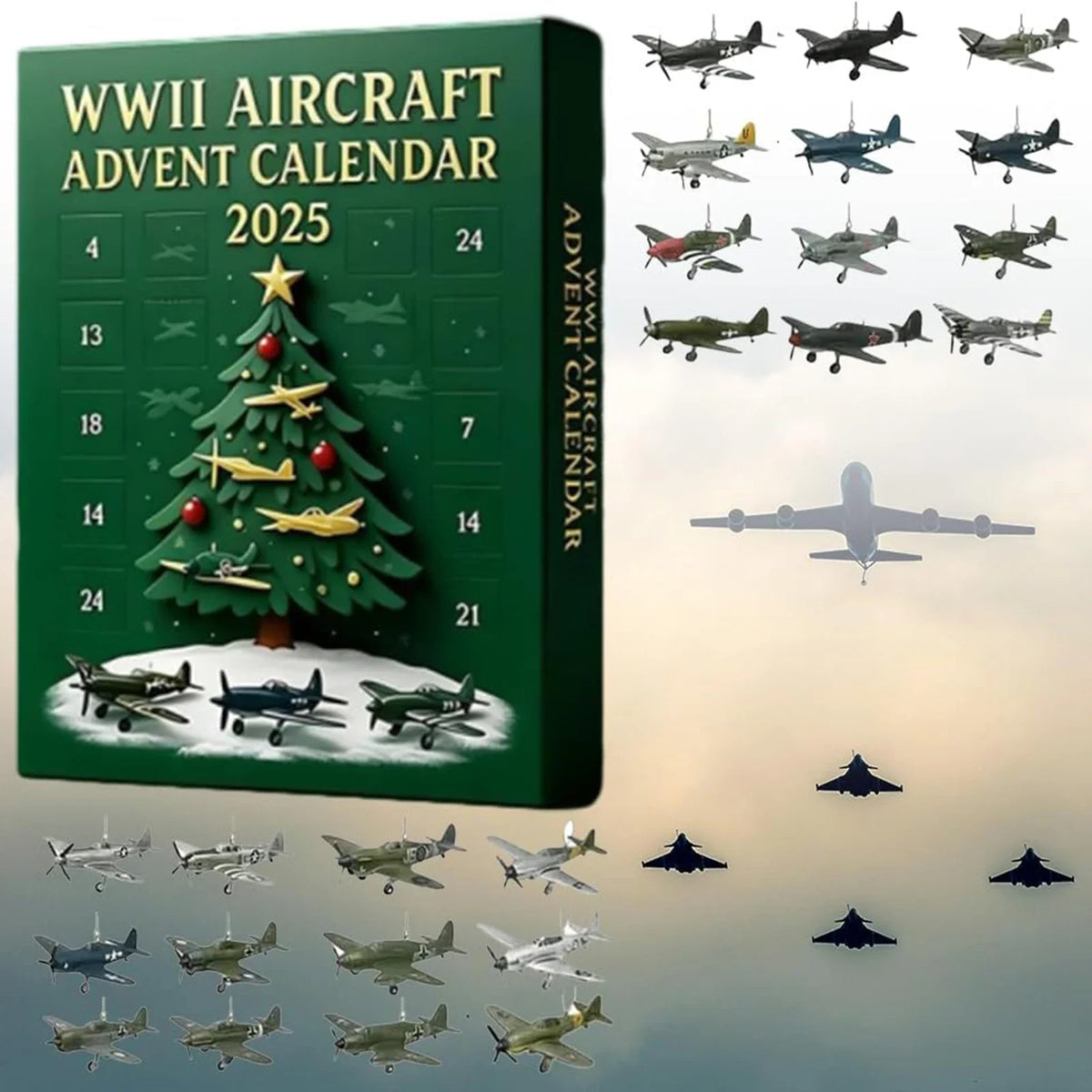 Historische Vliegtuigen Adventskalender 24 Miniatuurmodellen WOII Vliegtuigjes Kerstkalender Kinderen | Sansoti