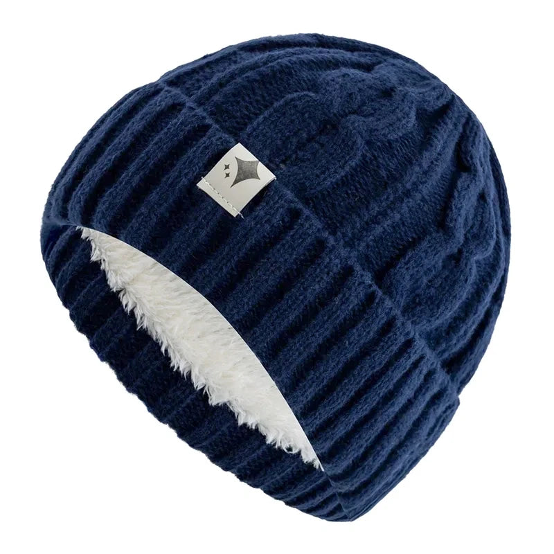 Knitted Winter Hat Unisex Soft Acrylic Beanie Star Pattern Warm Headwear 56-60cm Casual Outdoor | Sansoti