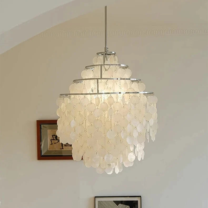 Runder Muschel-Kronleuchter Gold Silber LED Wohnzimmer Esszimmer Schlafzimmer Hotellobby Treppenhaus Salon | Sansoti