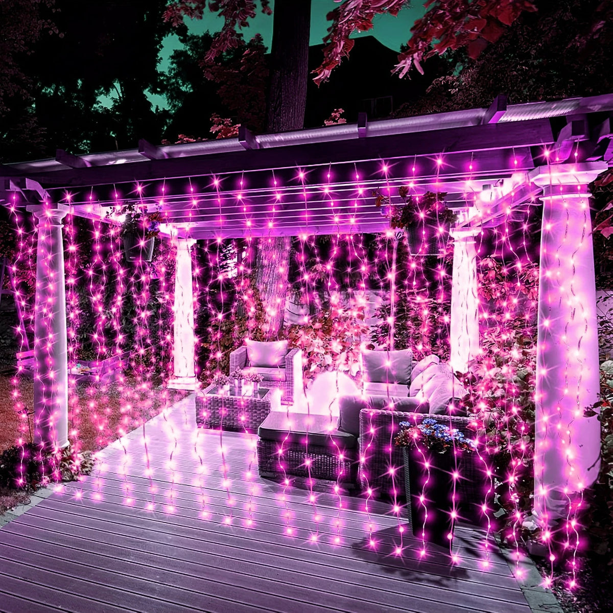 Guirlande lumineuse LED pour rideau USB, 8 modes d’éclairage, blanc chaud, rose, bleu, éclairage d’ambiance, fêtes, chambre, jardin, décoration de Noël | Sansoti