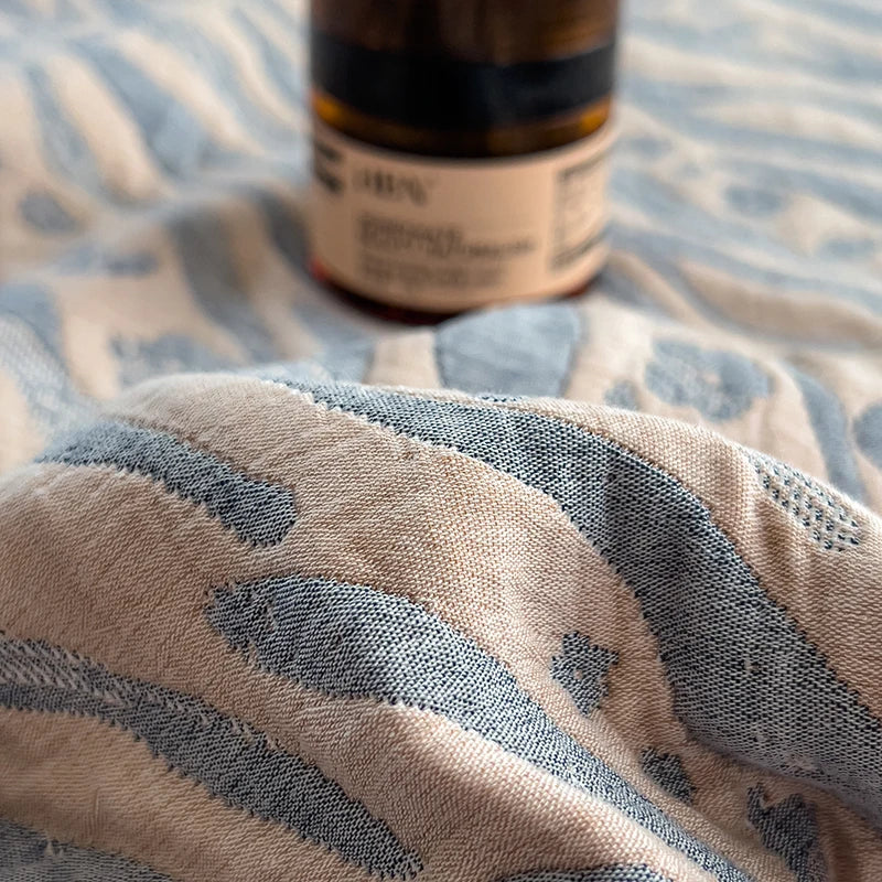 Three-Layer Muslin Throw Pure Cotton Breathable Soft Striped Blanket Living Room Bedroom Sofa Decorative | Sansoti