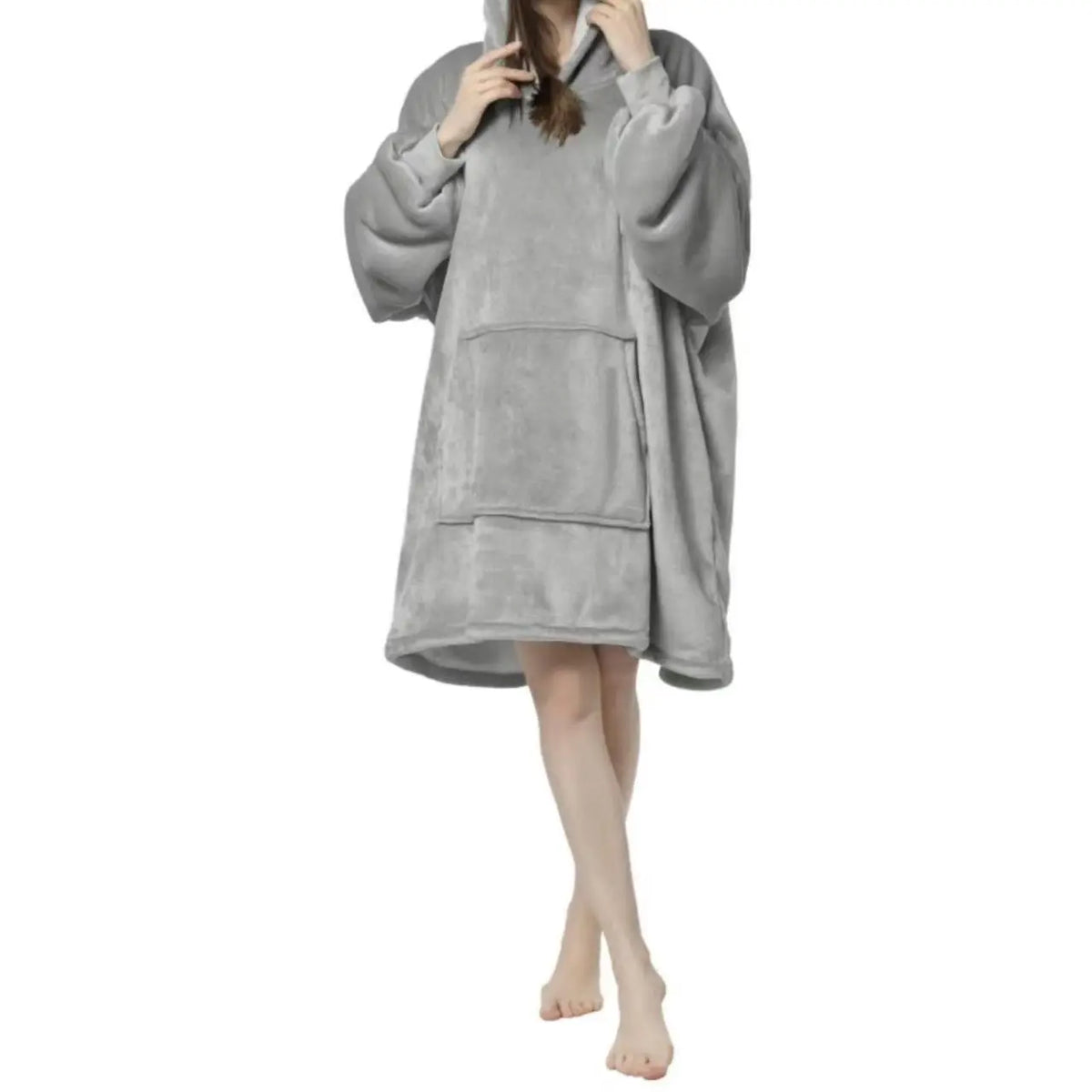 Wendbare Kapuzendecke aus Fleece, tragbar, mit Tasche, Oversized-Hausanzug, Loungewear, bequeme Hauskleidung | Sansoti