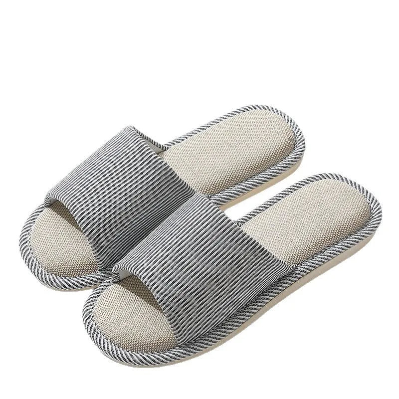 Linnen Huisslippers Unisex Lichtgewicht Indoor Open Zool Ademend Comfortabel Pantoffels Vier Seizoenen | Sansoti