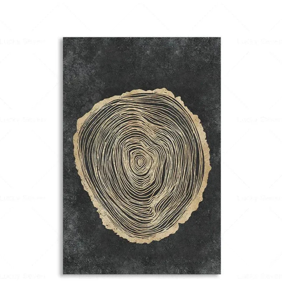 Abstract Canvas Schilderij met Boomringen Patroon - Moderne Wanddecoratie - Natuurlijke Kunst voor Woonkamer en Slaapkamer | Sansoti