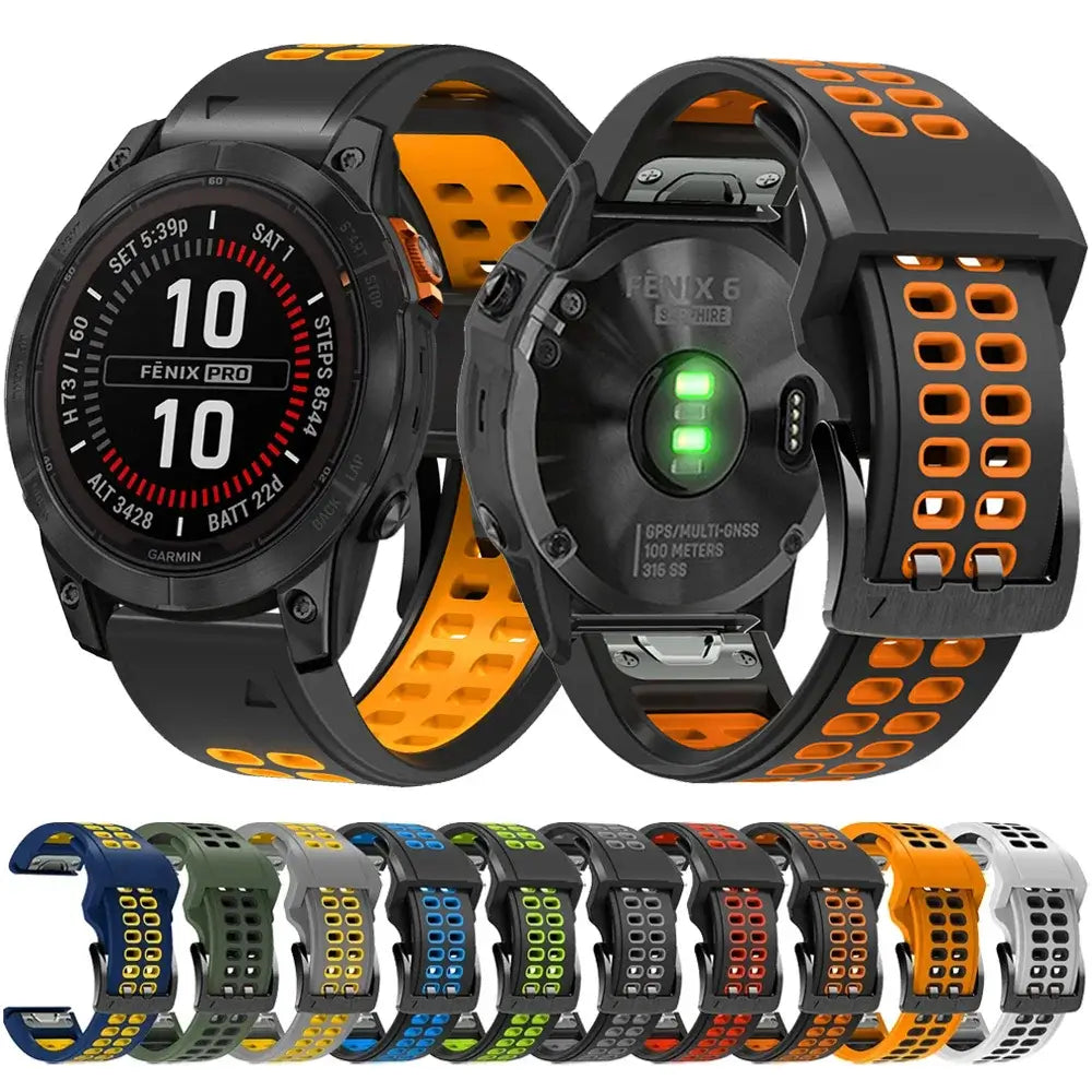 Silicone Watchband QuickFit System Breathable Adjustable 22mm 26mm Sports Watch Smartwatch Wristband | Sansoti