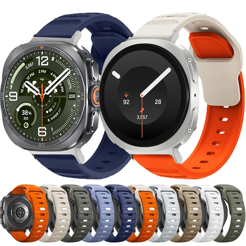 Sportuhrarmband aus belüftetem Silikon für Smartwatches, 40 mm, 44 mm, 46 mm, 47 mm, Fitnessarmband, Training, Sport | Sansoti