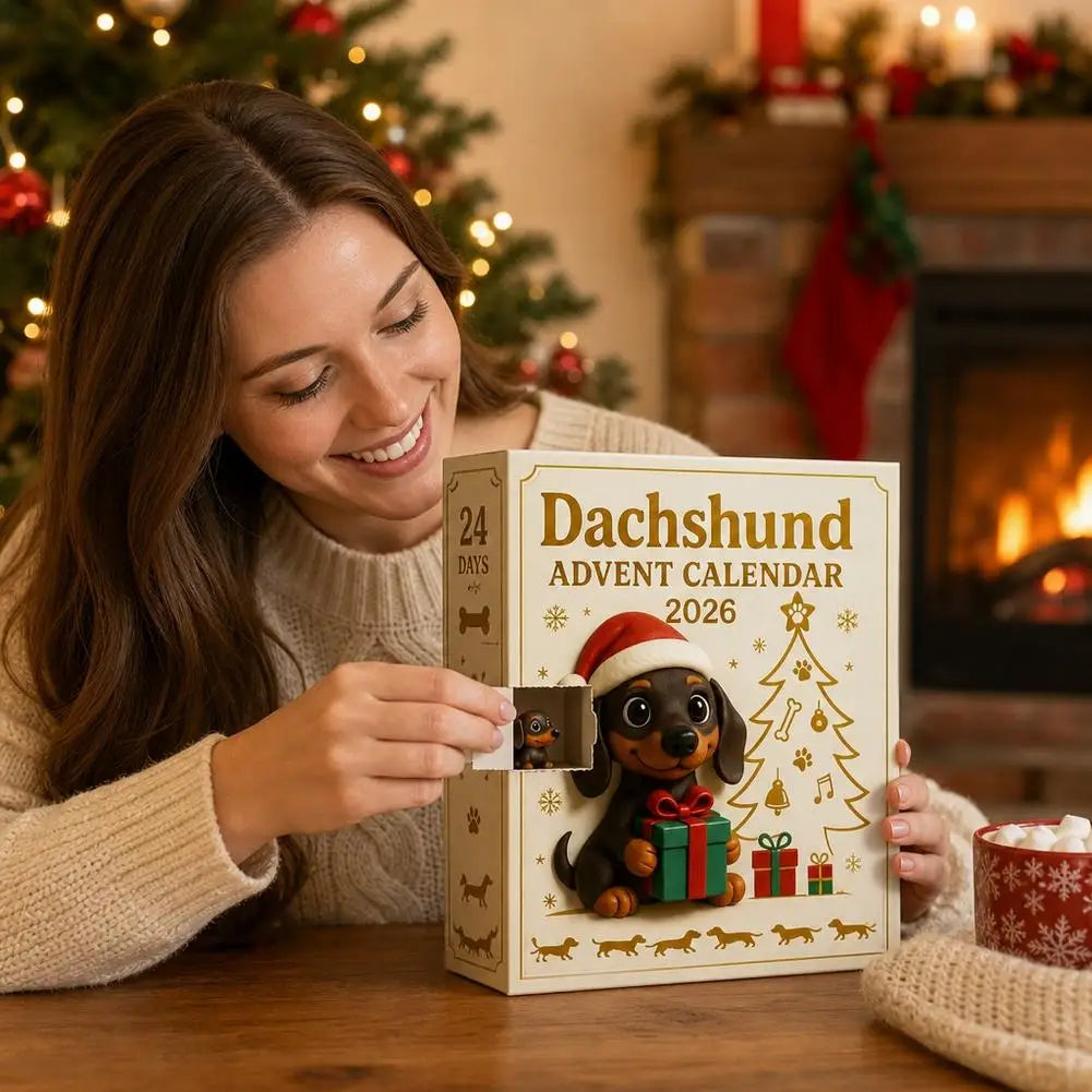 Teckel Adventskalender PVC Figuren 24 Dagen Kerstdecoratie Hondenverzamelaar Countdown Kerstfiguur Cadeau | Sansoti