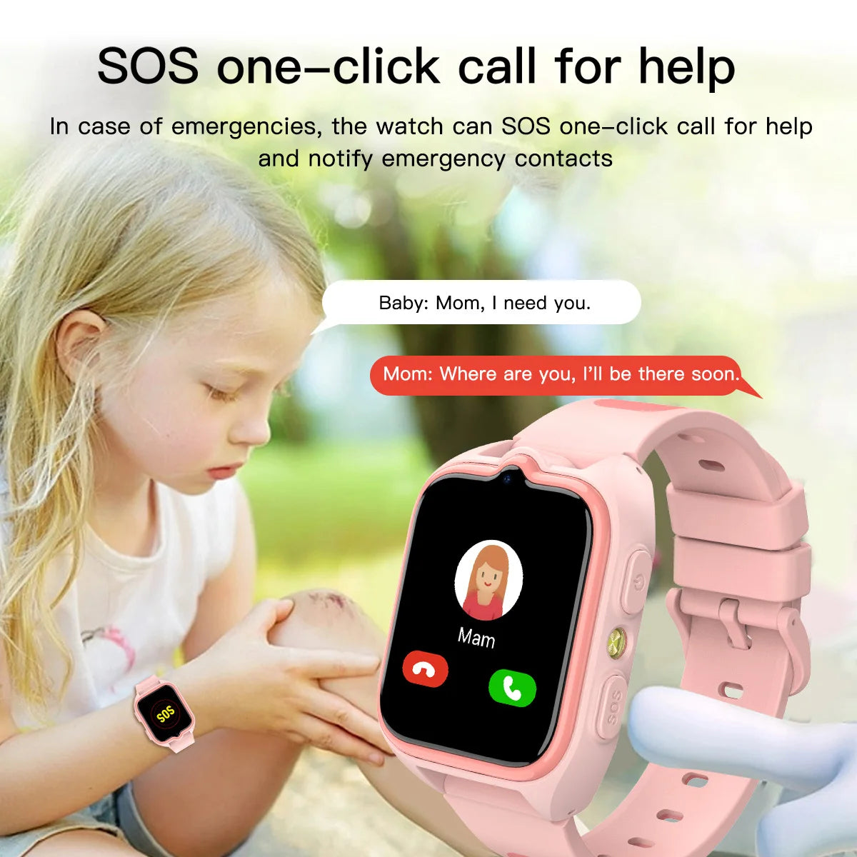 Children's smartwatch with GPS tracking, video calls, 4G, three-way positioning, flashlight, and water resistance | Sansoti