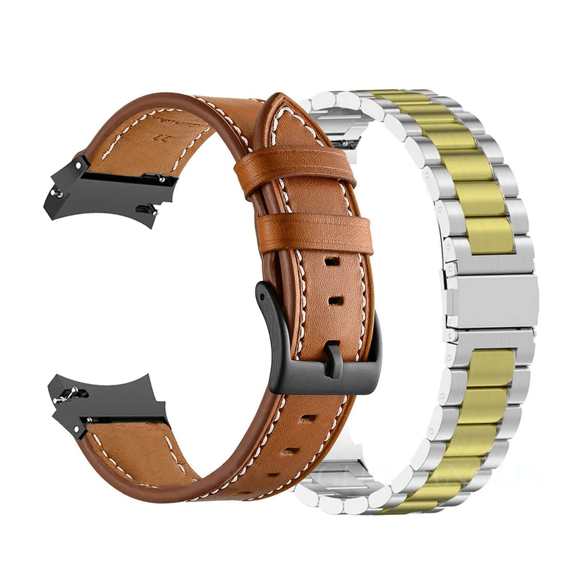 Premium Stainless Steel Leather Watch Band Galaxy Watch 5 40mm 44mm 45mm Pro Adjustable Replaceable Wristband | Sansoti
