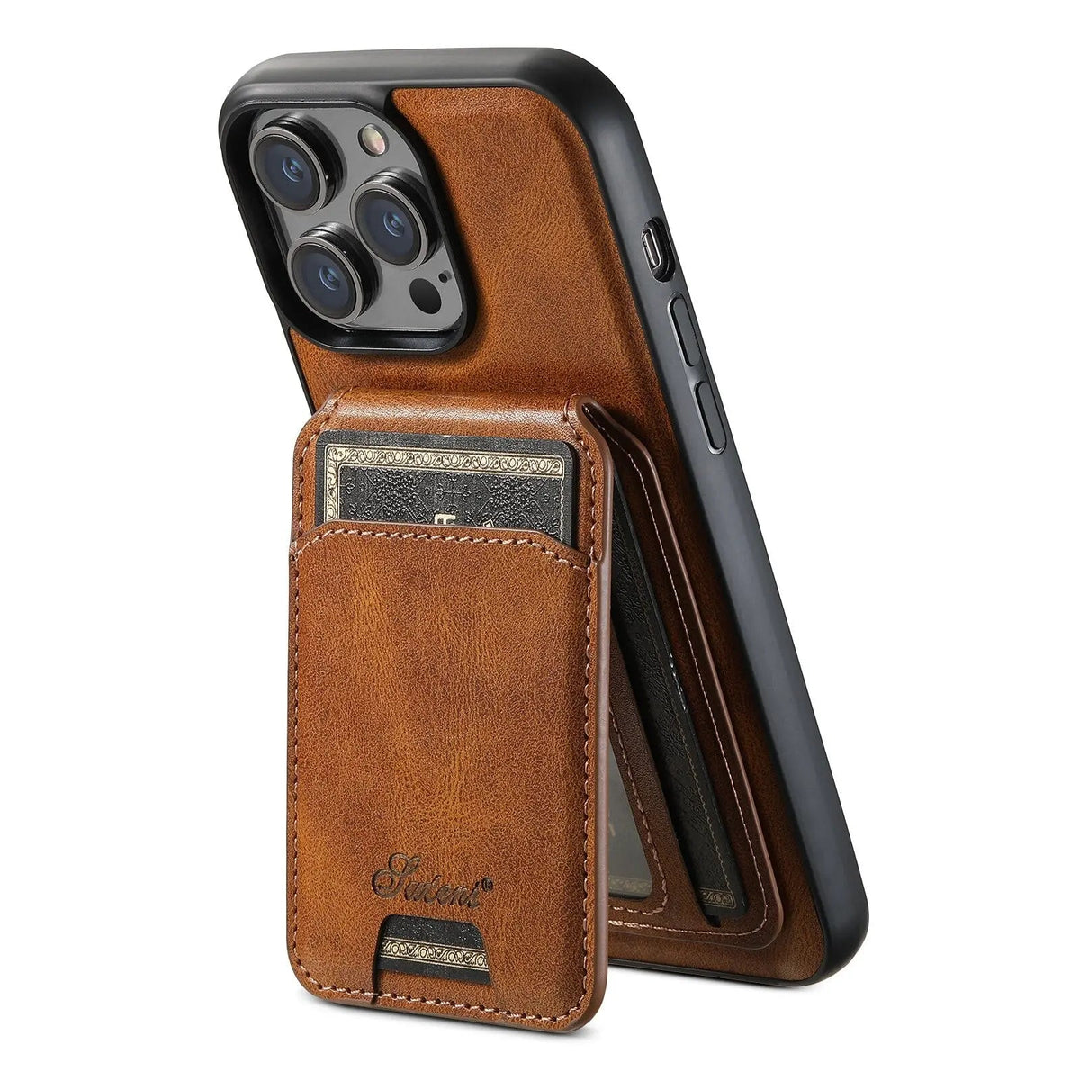 Leather Wallet Phone Case iPhone 15 Pro Max Black Brown Blue Red Khaki Cardholder Flip Case | Sansoti