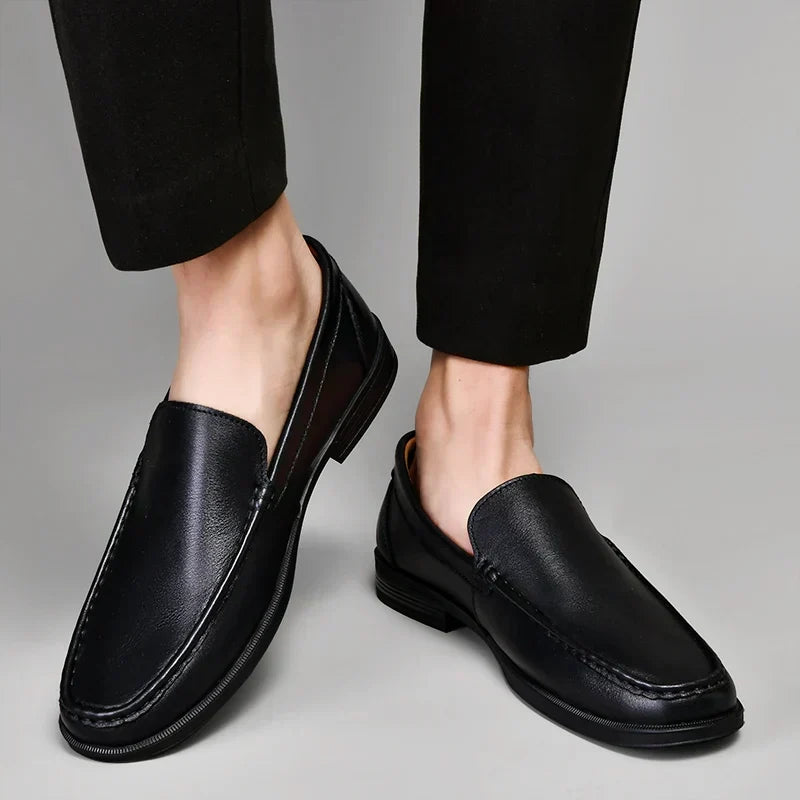 Mocasines de cuero para hombre, mocasines de piel lisa, cómodos, sin cordones, zapatos elegantes y casuales, plantilla flexible | Sansoti