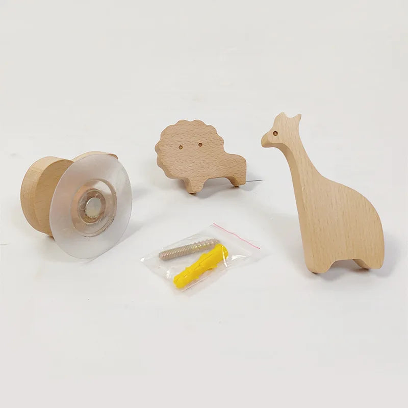 Wandhaken Hout Dieren Zelfklevend Kinderkamer Kapstokhaak Scandinavisch Design Kapstokhaakjes Muur Decoratie | Sansoti