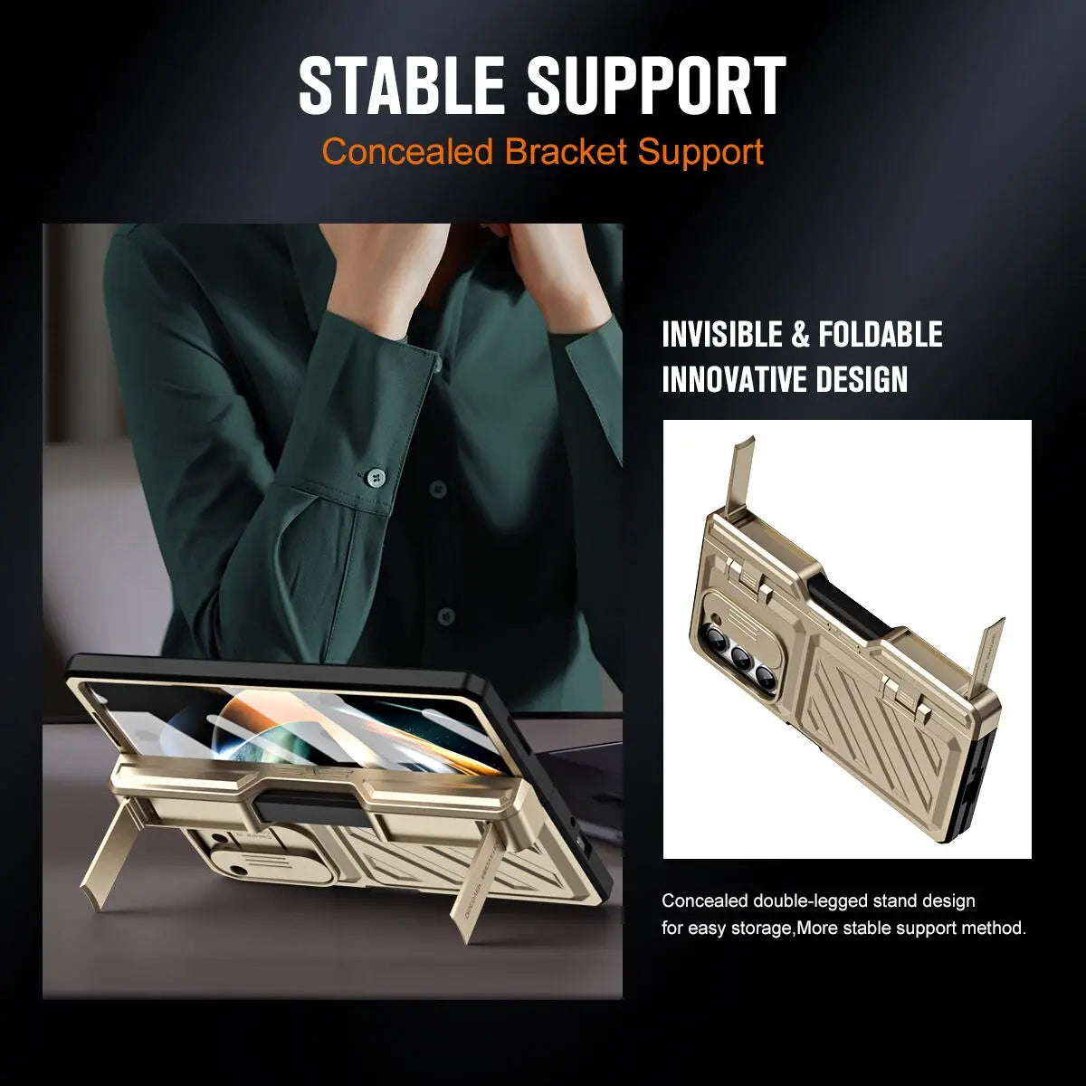 Protective Case with Stand for Foldable Phone – Shock-Resistant with Screen Protection and Stylish Design | Sansoti