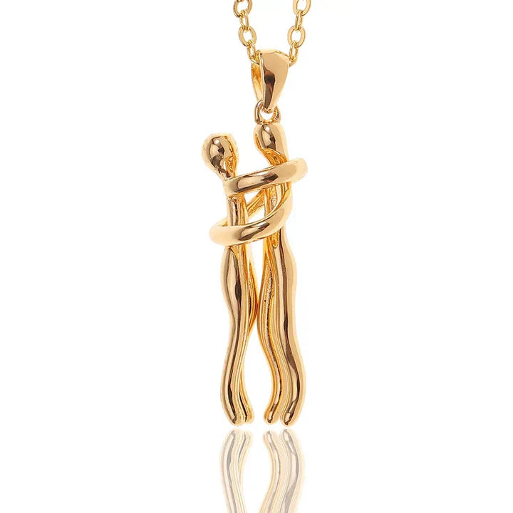 Omarming Ketting – Twee Figuren – Liefde & Verbondenheid – Hypoallergeen Staal | Sansoti
