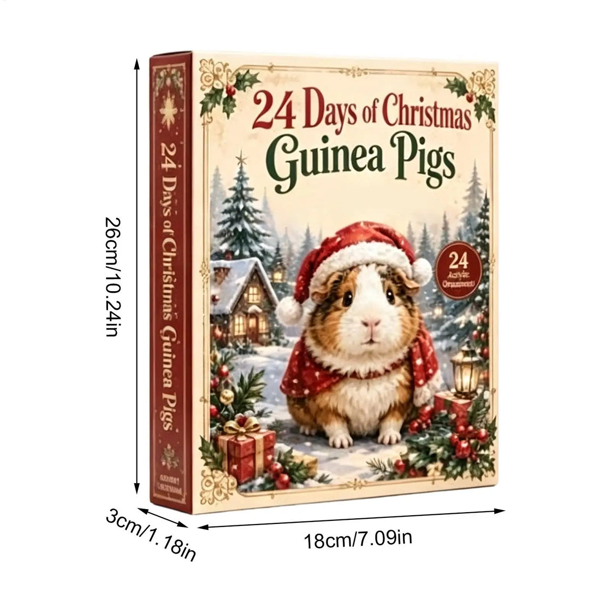 Adventskalender Hangend Acryl met 24 Cavia Ornamenten Kerstboom Decoratie Aftellen December Feestdagen | Sansoti
