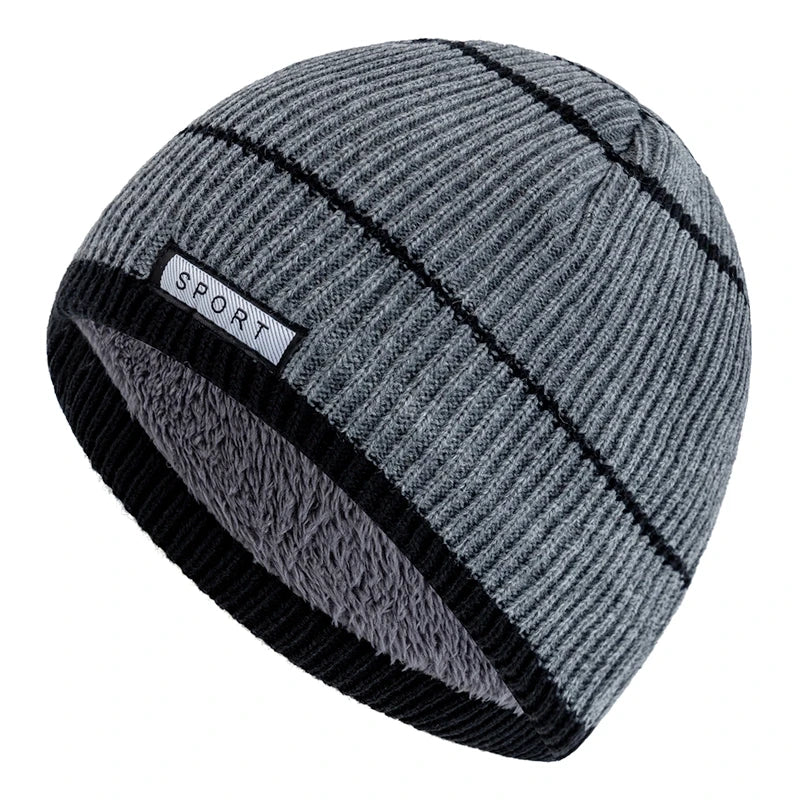 Knitted Unisex Winter Hat with Soft Lining, Striped Pattern, Warm and Comfortable for Women and Men, Outdoor | Sansoti