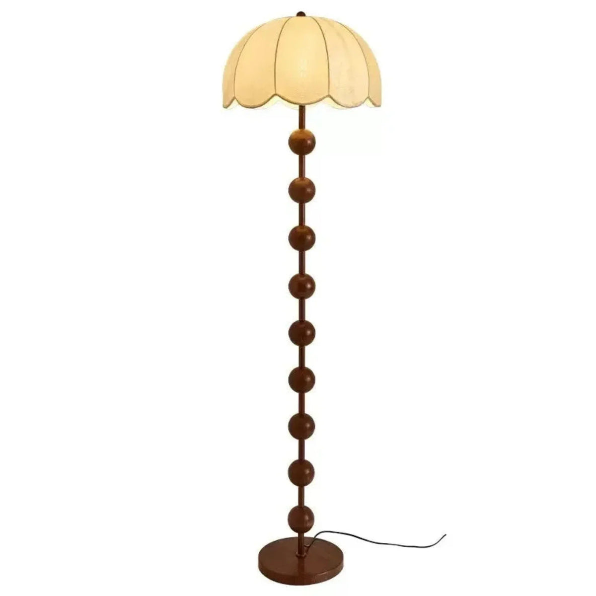 Beige Mushroom Floor Lamp 160cm with Walnut Base, Minimalist Scandinavian Design, Ambient Lighting | Sansoti