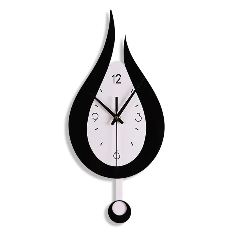 Acryl Slinger Wandklok met Stil Uurwerk – Moderne Waterdruppelvorm in Metaal voor Woonkamer en Slaapkamer | Sansoti