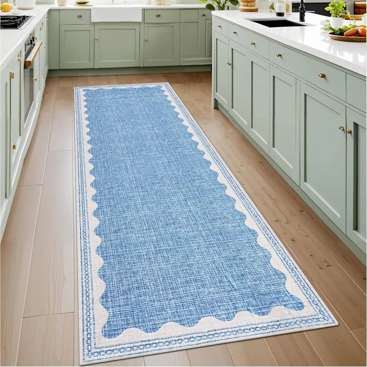Tapis de couloir 60x230cm antidérapant en polyester, motif floral, style vintage, entrée, salon, hall | Sansoti