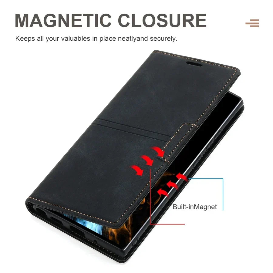 Leren Wallet-Hoesje voor Google Pixel met Magnetische Sluiting en Kaarthouder | Sansoti