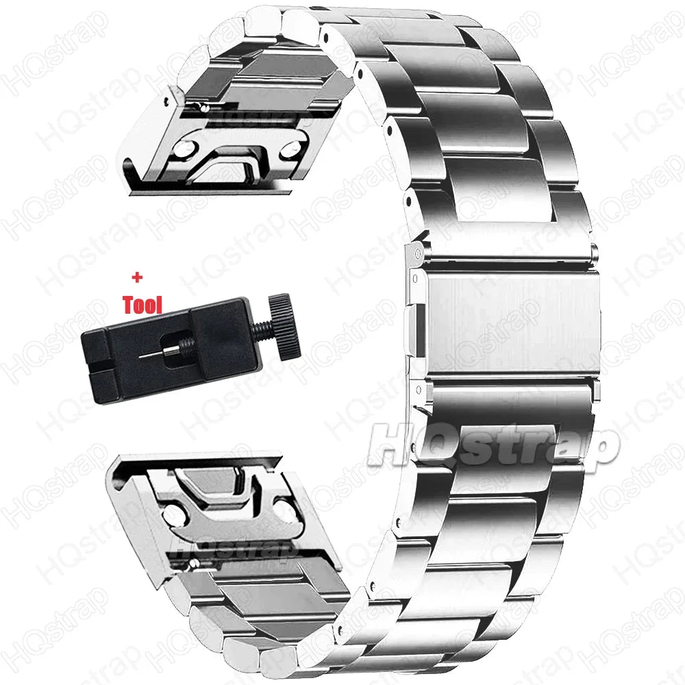 Bransoleta do smartwatcha ze stali nierdzewnej, regulowana 20–26 mm, metalowy pasek, srebrny czarny, elegancki | Sansoti