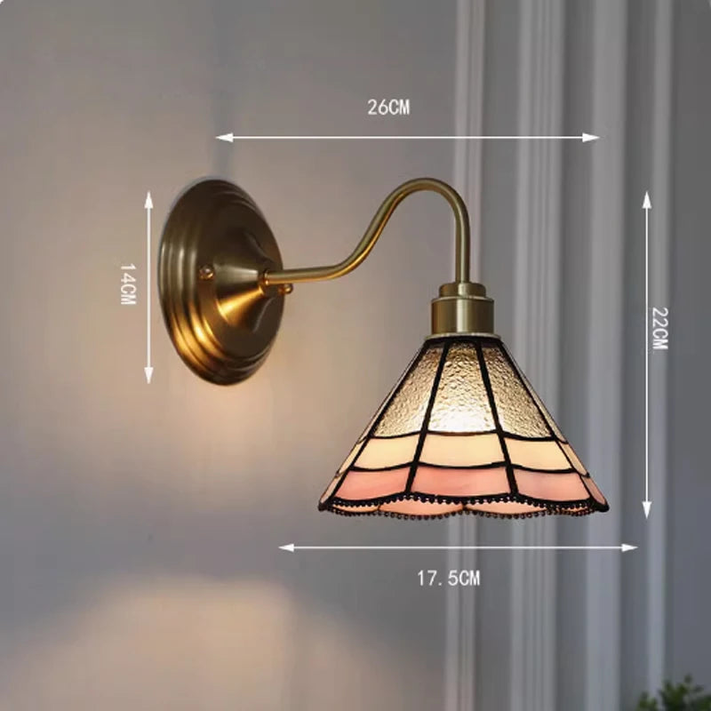 Wandlamp Tiffany Gebrandschilderd Glas Koper E27 Slaapkamer Woonkamer Gang Retro Vintage Wandverlichting Sfeerverlichting Klassiek | Sansoti