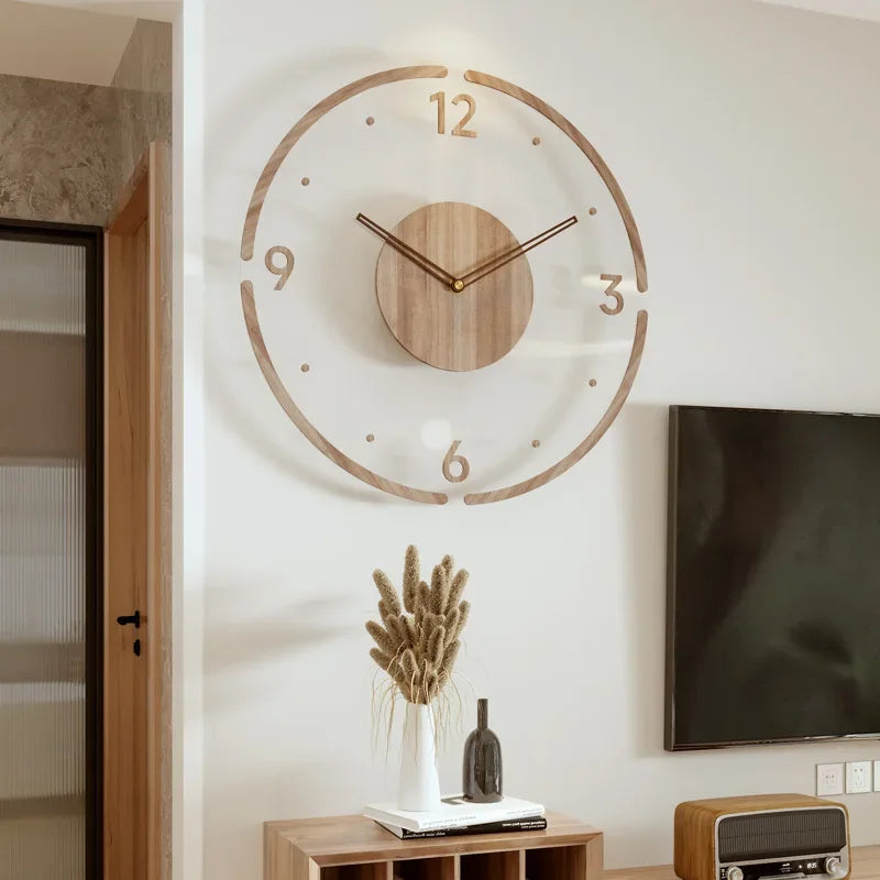 Houten Wandklok 30-35cm Massief Hout Stille Uurwerk Woonkamer Slaapkamer Kantoor Scandinavisch Design | Sansoti