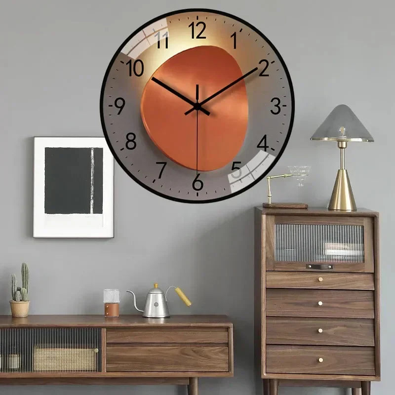 Wandklok Stil Quartz 20cm Kunststof Glas Metalen Wijzers Analoog Slaapkamer Woonkamer Kantoor Werkkamer Geen Tik-Tak Geluid AA Batterij | Sansoti
