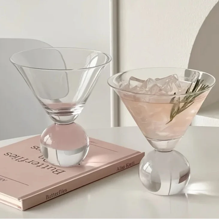 Kristallen Wereldbol Martiniglas – Elegante Cocktailglas met Globe Vorm voor Martini – Handslijpbare Glasstructuur | Sansoti