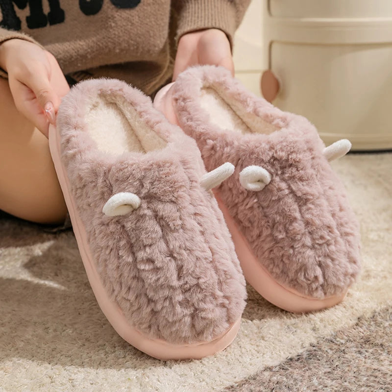 Zachte Damespantoffels met Fleecevoering Winterse Warmte Indoor Outdoor Antislip Zool Comfortabel Huisschoenen | Sansoti